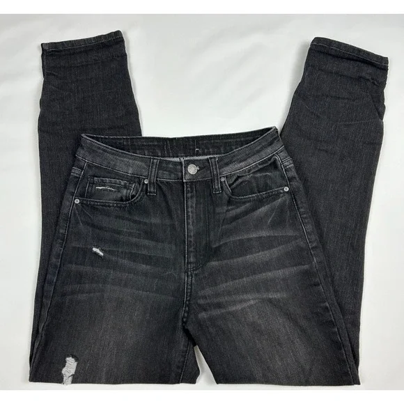 RSQ Jeans Women's "Vintage Mom" Black Denim Pants Distressed 26x27 Stretch - Picture 4 of 11